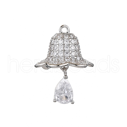 Rack Plating Brass with Cubic Zirconia Pendants KK-Q010-04P-1