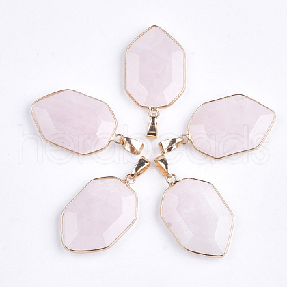 Natural Rose Quartz Pendants G-S344-12D-1
