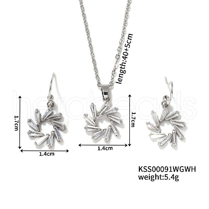 Simple and Elegant Flower Brass Rhinestones Earrings and Necklace Set for Women KU5876-1