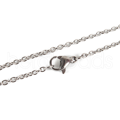 Classic Plain 304 Stainless Steel Mens Womens Cable Chain Necklace Making STAS-P045-01P-A-1