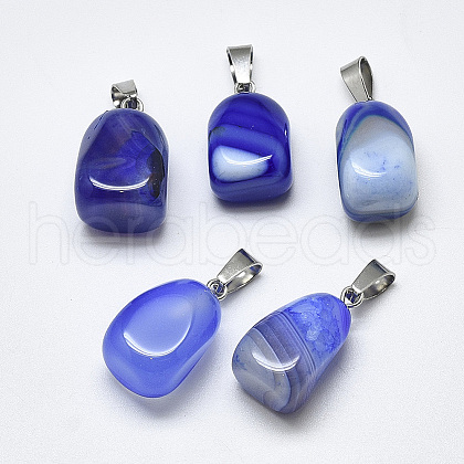 Natural Banded Agate/Striped Agate Pendants G-T122-20I-1