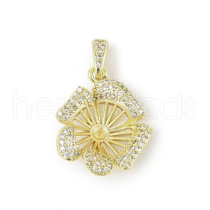 Brass Micro Pave Clear Cubic Zirconia European Dangle Charms Bails KK-K297-56G-1