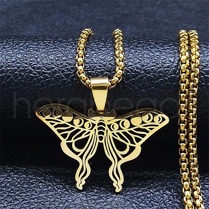 304 Stainless Steel Necklaces NJEW-Q338-03G-1