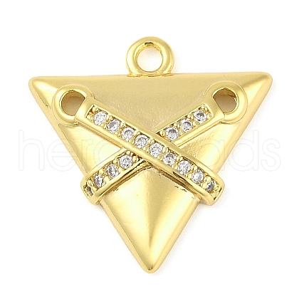 Cross Theme Real 18K Gold Plated Brass Micro Pave Clear Cubic Zirconia Pendants KK-L219-06G-04-1