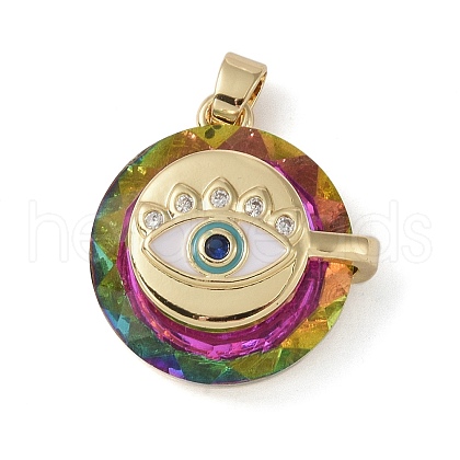 Brass Micro Pave Cubic Zirconia with Glass Pendents KK-Q815-02G-09-1