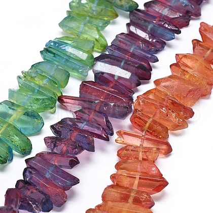 Natural Dyed Quartz Pointed Beads Strands G-G791-14-1