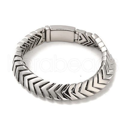 304 Stainless Steel Arrow Link Chain Bracelets for Women Men BJEW-Q341-07AS-1