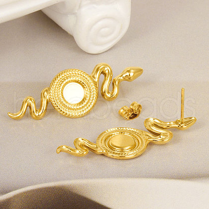Vintage French Style 304 Stainless Steel Snake Stud Earrings CP3533-2-1
