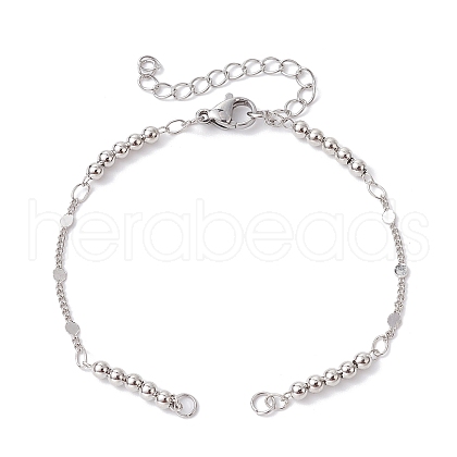 Brass Bead Link Chain Bracelet Making AJEW-JB01150-54-1