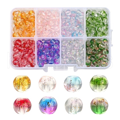 360Pcs 8 Colors Transparent Spray Painted Glass Beads Strands GLAA-YW0001-48-1