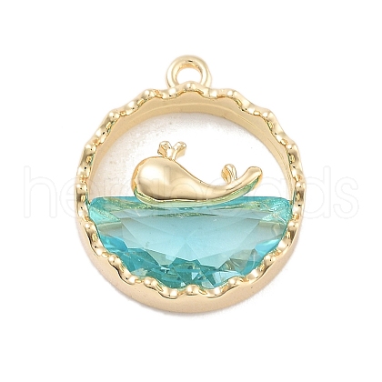 Brass Inlay Glass Pendants KK-Z061-06G-1