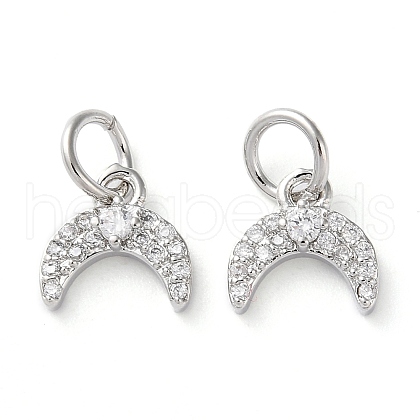 Rack Plating Brass Micro Pave Clear Cubic Zirconia Charms KK-D097-06P-1