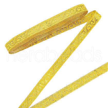 7M Polyester Jacquard Floral Ribbons SRIB-WH0011-136-1