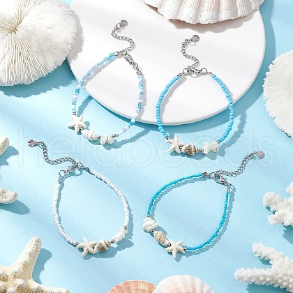 Glass Seed Beaded Bracelets BJEW-JB11703-1