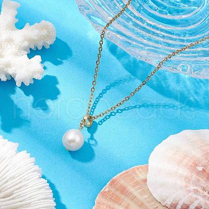 Mother's Day Jewellery Round Natural Freshwater Pearl Pendant Necklaces X-NJEW-JN05137-1