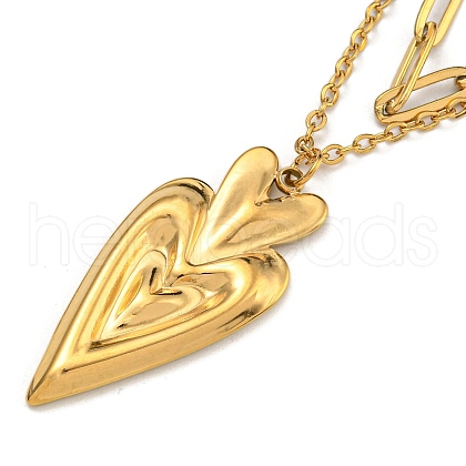 304 Stainless Steel Hearat Pendant Necklaces NJEW-L182-002G-1