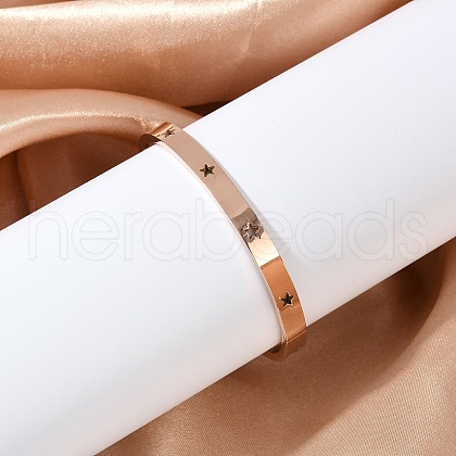 Hollow Star 304 Stainless Steel Hinged Bangles BJEW-L610-20RG-1