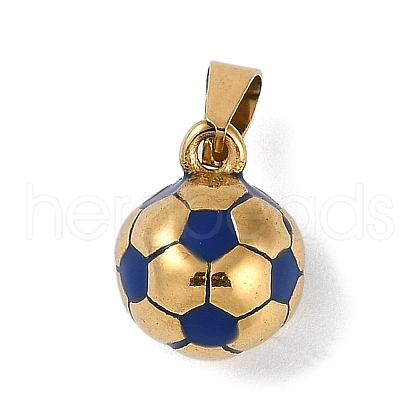 Trendy Necklace Findings 304 Stainless Steel FootBall/Soccer Ball Pendants STAS-L012-B01G-01-1