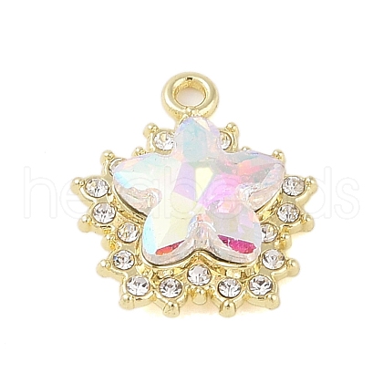Rack Plating Alloy with Rhinestone Pendants FIND-B037-03G-02-1