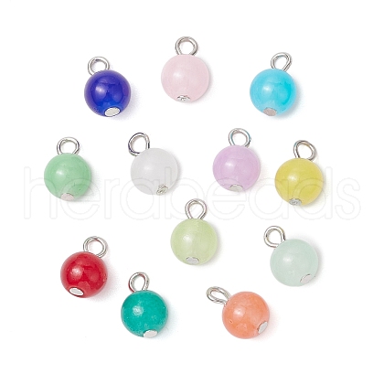 12Pcs Imitation Jade Glass Pendants PALLOY-JF02768-02-1