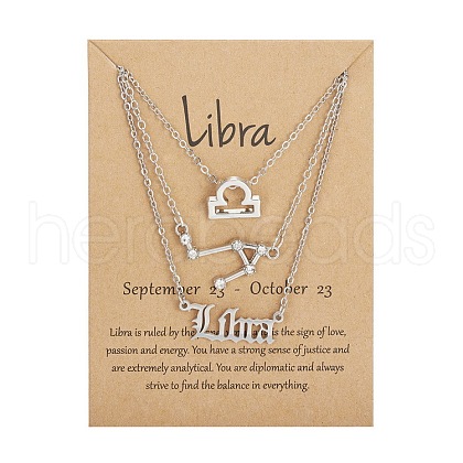 3Pcs 3 Styles Alloy Crystal Rhinestone Constellation Pendant Necklaces Sets WGEBB06-14-1