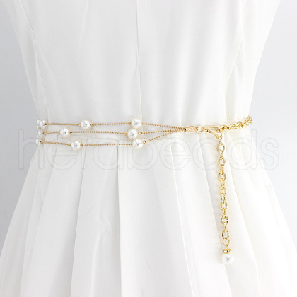 Alloy & Plastic Imitation Pearl Waist Chains for Women WG1D18B-09-1