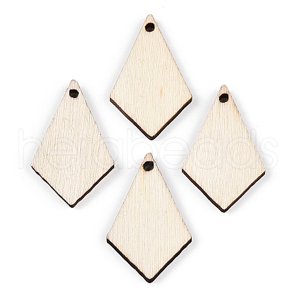Unfinished Natural Poplar Wood Pendants WOOD-S045-112-1-1