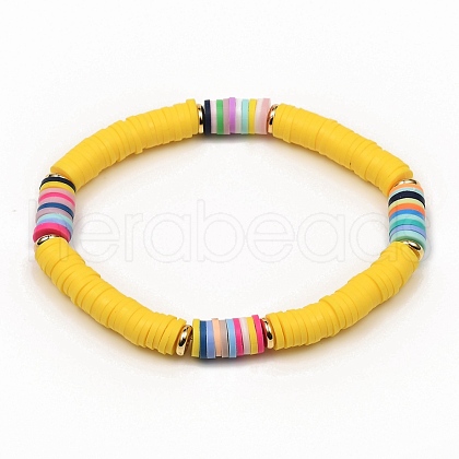 Handmade Polymer Clay Heishi Beads Stretch Bracelets BJEW-JB05305-03-1