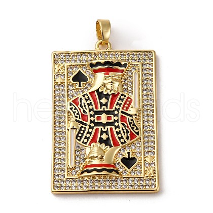 Brass Micro Pave Cubic Zirconia and Enamel Pendants KK-Q098-17G-B-1