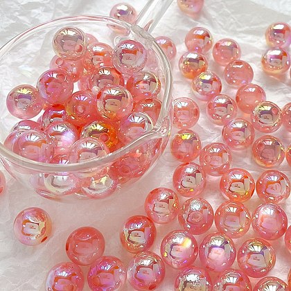 Rainbow Iridescent Plating Acrylic Beads FIND-B077-01B-1