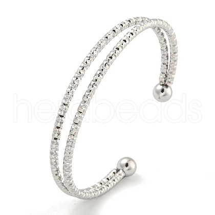 Non-Tarnish Textured 304 Stainless Steel Wrap Cuff Bangle for Women BJEW-P331-16P-1