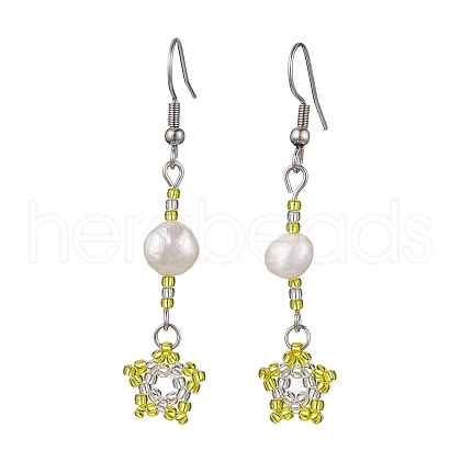Natural Pearl Dangle Earrings EJEW-MZ00120-01-1