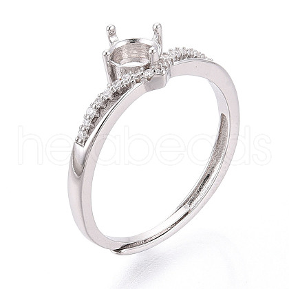 Rhodium Plated 925 Sterling Silver Micro Pave Cubic Zirconia Solitaire Ring Settings STER-T008-10P-1