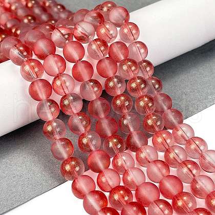 Frosted Transparent Glass Bead Strands GLAA-P065-8mm-06-1
