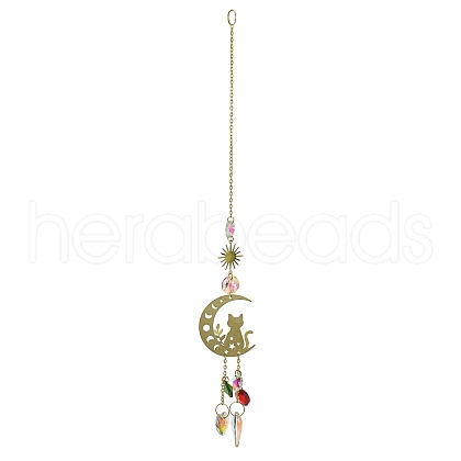 Brass Hanging Suncatchers HJEW-P018-A02-1