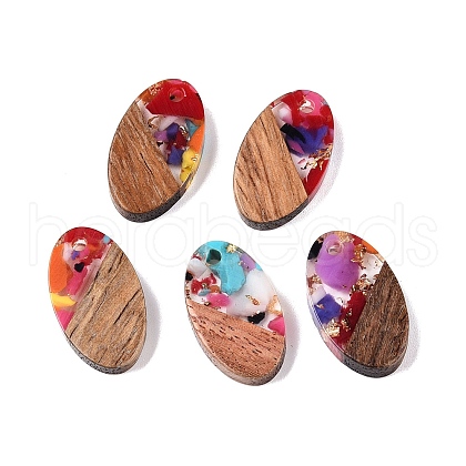 Transparent Resin and Walnut Wood Pendants RESI-T057-03L-1
