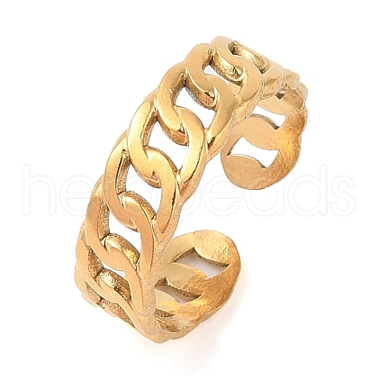 Ion Plating(IP) 304 Stainless Steel Open Cuff Rings for Women RJEW-Z057-10G-06-1