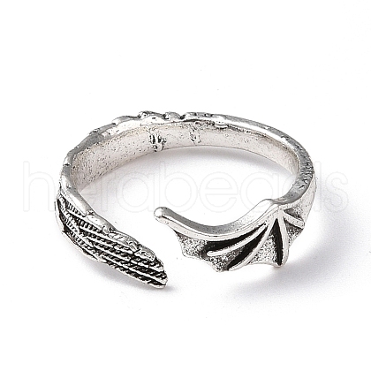 Alloy Wing Open Cuff Ring for Women RJEW-K239-17F-AS-1