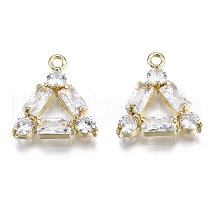Brass Inlaid Clear Cubic Zirconia Pendants ZIRC-S069-015G-1