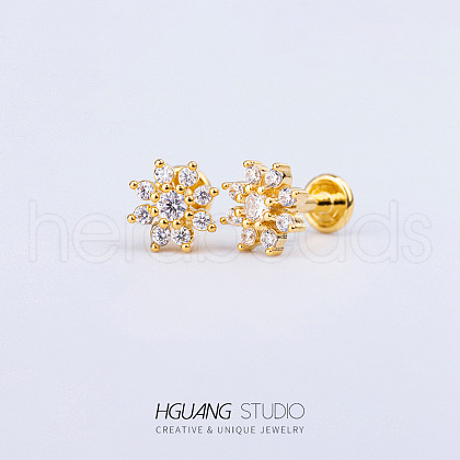 Stainless Steel Micro Pave Clear Cubic Zirconia Cartilage Earrings for Women Men WG126FA-06-1