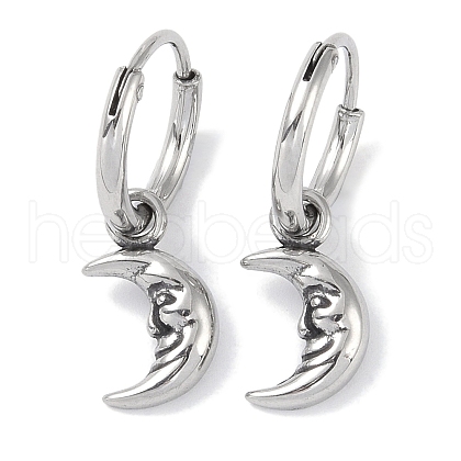 316 Surgical Stainless Steel Moon Hoop Earrings for Women EJEW-P274-04AS-1