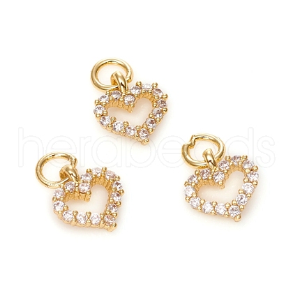 Electroplated Brass Micro Pave Cubic Zirconia Charms ZIRC-G167-03G-1