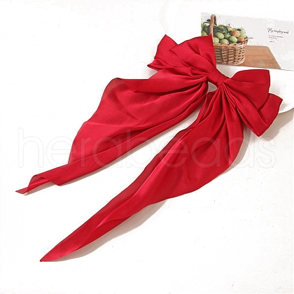Solid Color Long Bowknot Satin Hair Barrettes PW-WGAD6A6-04-1