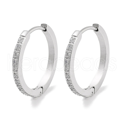 304 Stainless Steel Micro Pave Clear Cubic Zirconia Huggie Hoop Earrings EJEW-C096-01G-P-1