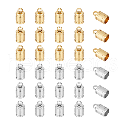 Unicraftale 30Pcs 2 Colors 201 Stainless Steel Cord Ends STAS-UN0055-46-1