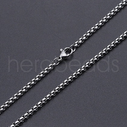 Non-Tarnish 201 Stainless Steel Box Chain Necklace STAS-S105-JN929-1-45-1