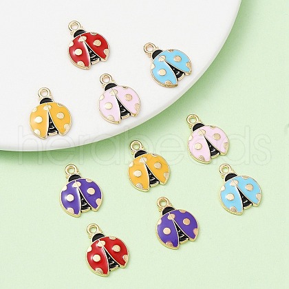 10Pcs 5 Colors Alloy Enamel Pendants ENAM-YW0003-62-1