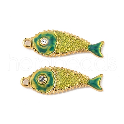 304 Stainless Steel Rhinestone Fish Pendants STAS-U057-02B-G-1