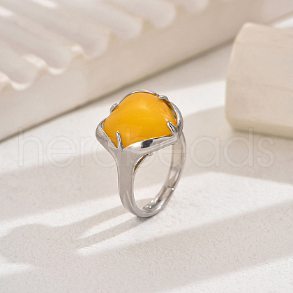 Heart-shaped Natural Topaz Jade Women's Ring VA9361-3-1