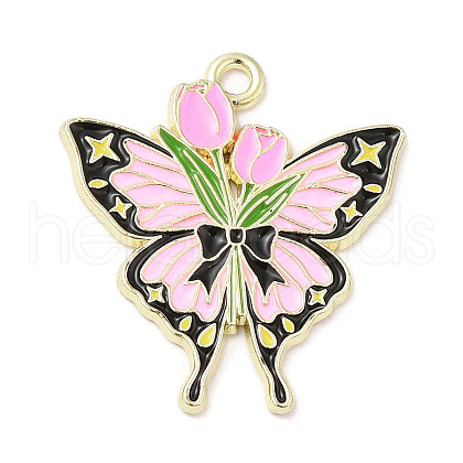 Light Gold Plated Alloy Enamel Pendants ENAM-L041-03B-1